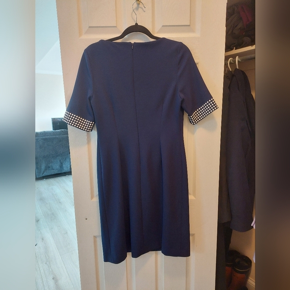 Karl Lagerfeld Navy Dress with pearl detail Sleeves - Picture 4 of 7